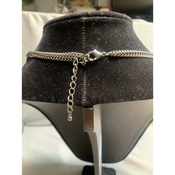 Vintage Silver-Tone Crystal Pendant Necklace with Tassel 30" - Picture 4 of 6